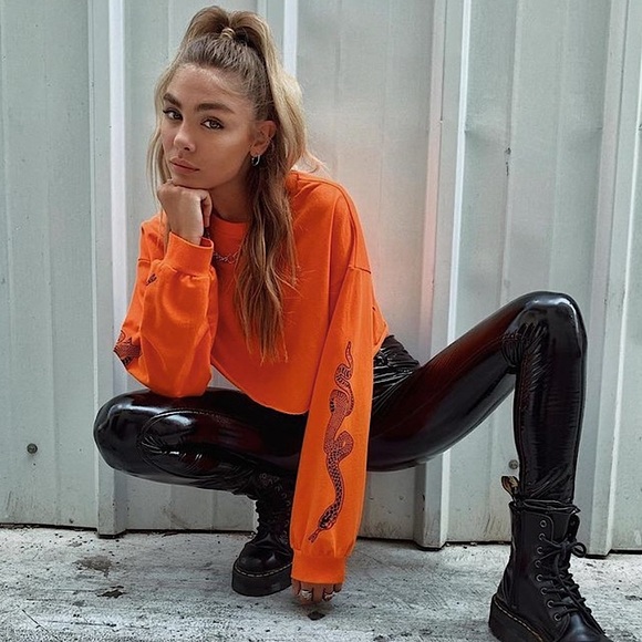 NWOT Adika Orange Snake Crop Top - Picture 1 of 2